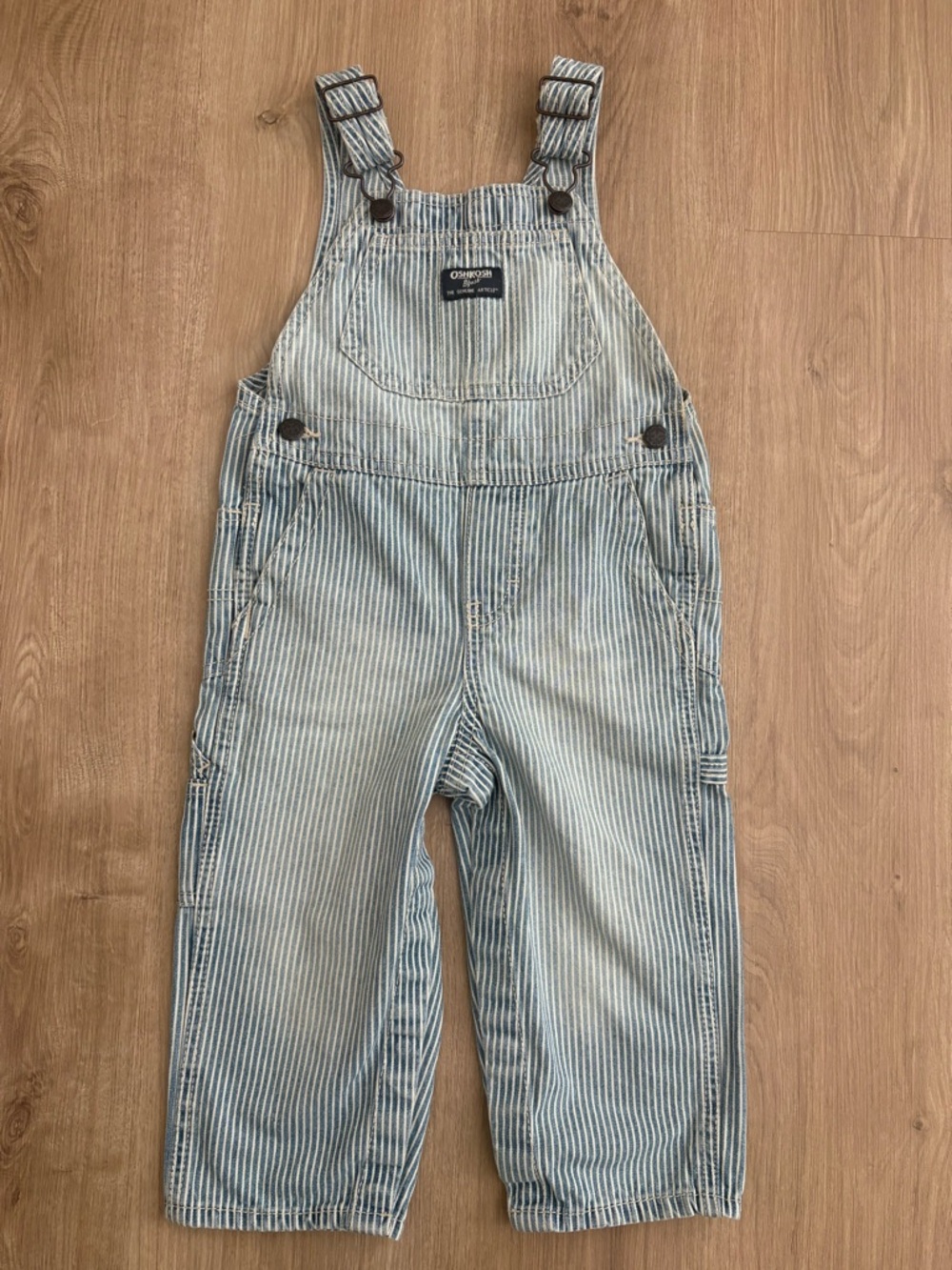 Children’s Striped Denim Overalls - Light Blue - Picture 4 of 7